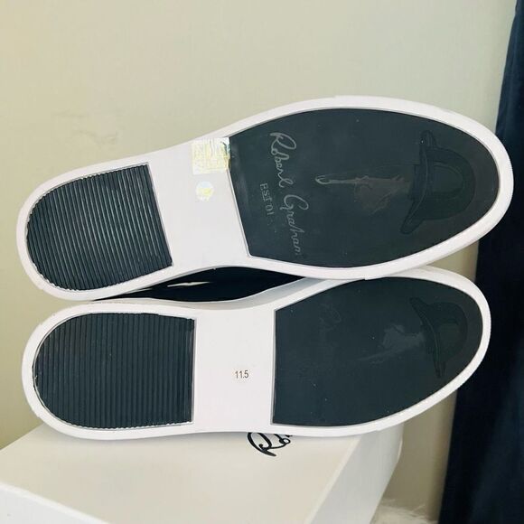 ROBERT GRAHAM Barrelman Leather Sneaker, Designer Black/Red Laces Size 11.5, NWT - Picture 5 of 16